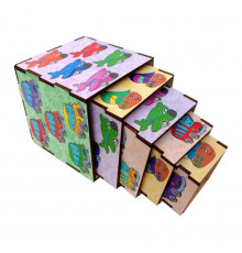 Деревянные кубики-пирамидка "Транспорт" Ubumblebees (ПСД012) PSD012, 5 кубиков