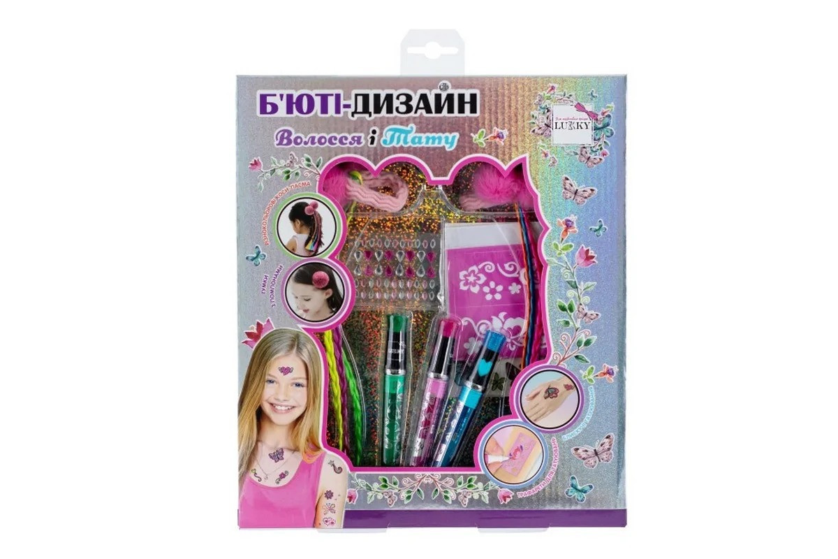 Дитячий набір косметики "Волосся і татуювання" T20728 блискучі татуювання