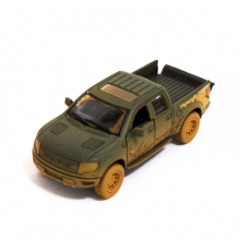 Дитяча модель машинки пікап Ford F-150 SVT Raptor-Supercrew Muddy Kinsmart KT5365WY інерційна, 1:46  Dark-Green