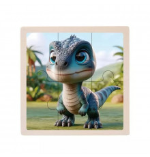 Дитячий дерев'яний пазл-вкладиш "Велоцираптор" MD 1509-12, 6 елементів 9,8 х 9,8 х 0,4 см