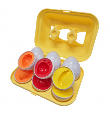 Сортер-головоломка Монтессори Яйца с фруктами и овощами DF28B 6 шт в лотке