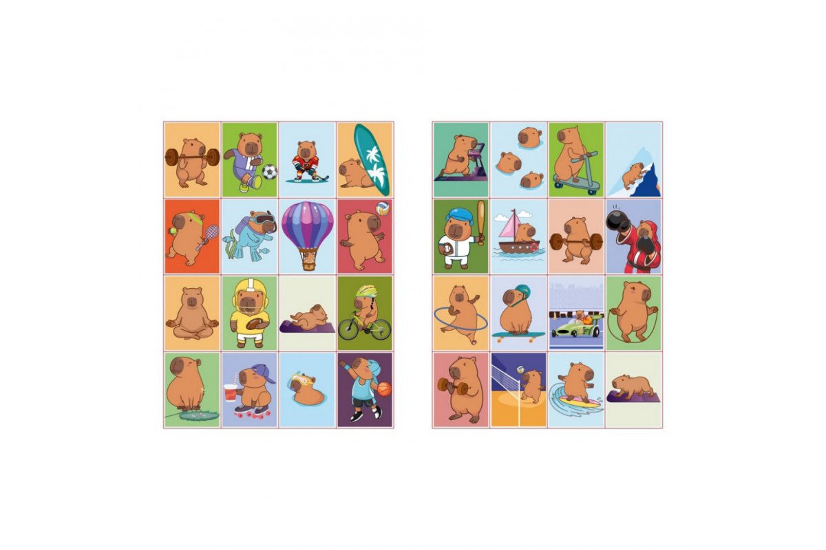 Детская раскраска со стикерами "Капибара и спорт" CB23, 16 страниц