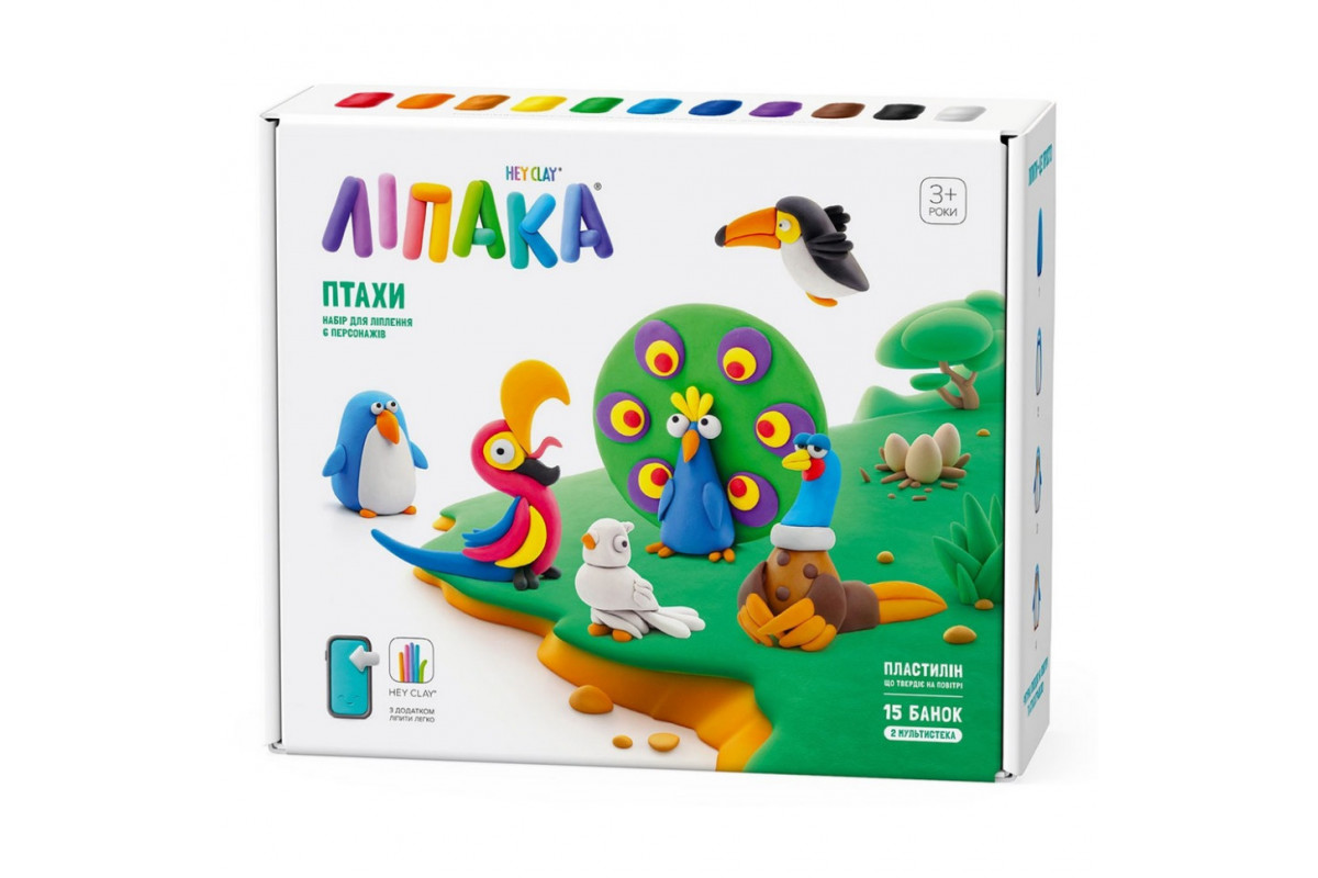Меганабор пластилина "Птицы" ЛИПАКА 15013-UA01 самостоятельно затвердевает