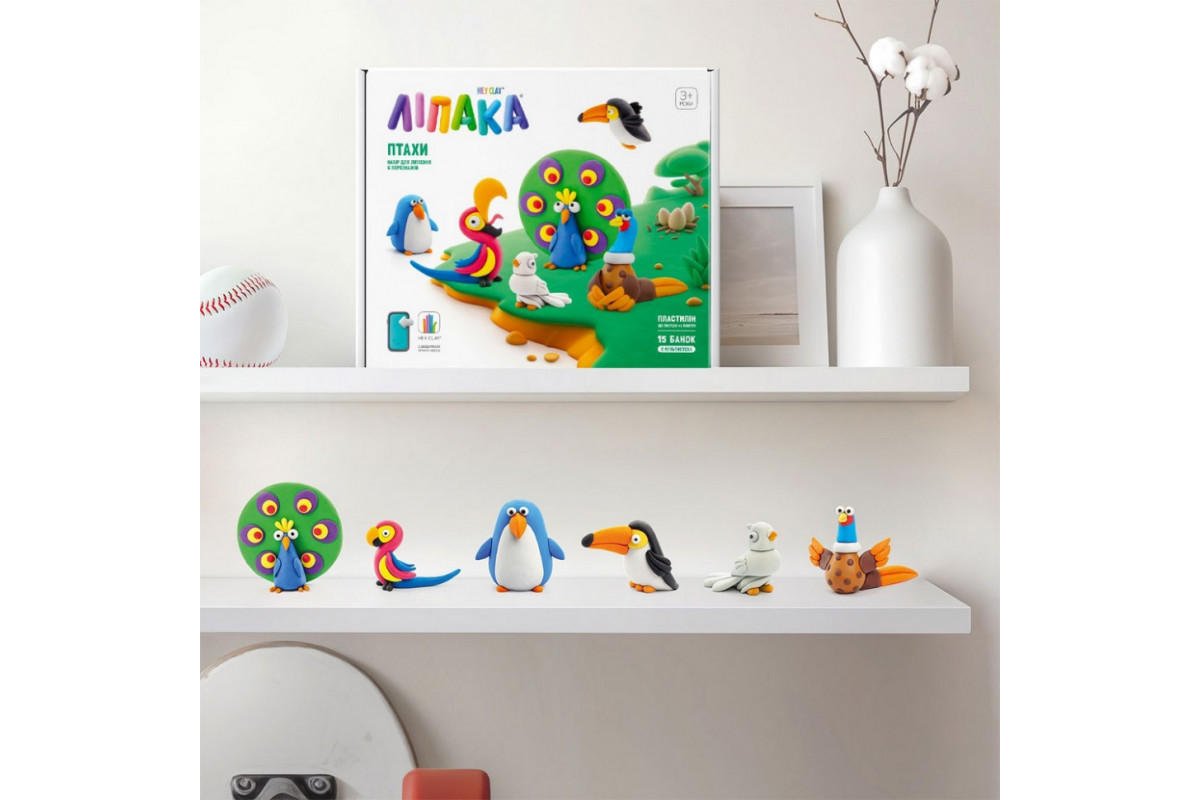 Меганабор пластилина "Птицы" ЛИПАКА 15013-UA01 самостоятельно затвердевает