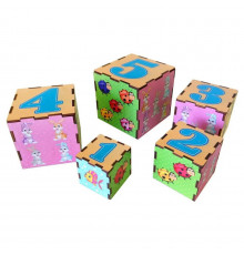 Деревянные кубики-пирамидка "Животные" Ubumblebees (ПСД013) PSD013, 5 кубиков