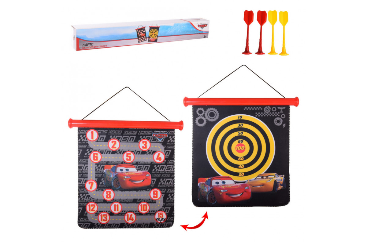 Дитячий магнітний дартс "Тачки" Bambi LD1125 двосторонній