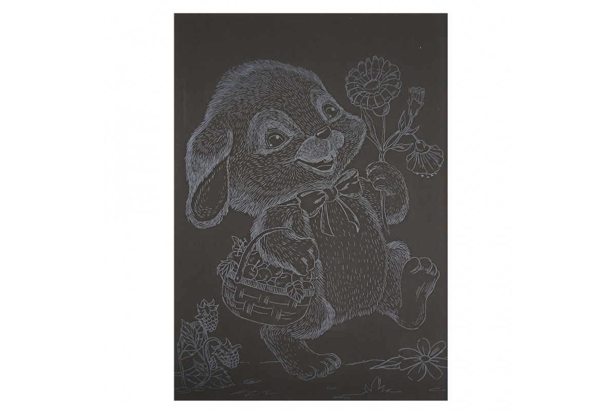 Гравюра А5 "Зайчик на прогулке" ГрА5с-23 эконом вариант в пакете 21 х 14,8 см