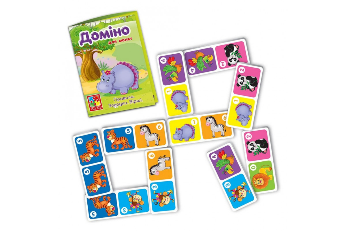 Дитяча настільна гра Доміно "Зоопарк" VT2100-07, 28 плиток