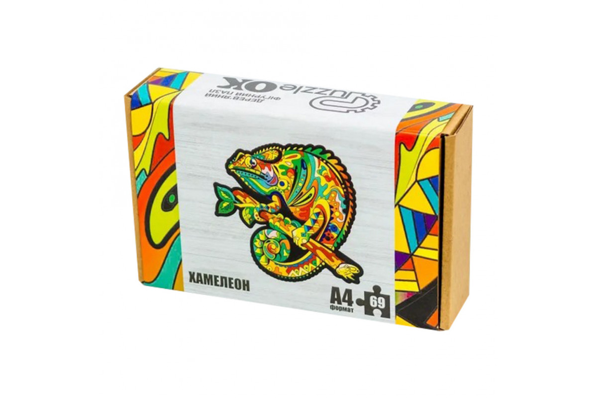 Фігурний дерев'яний пазл A4 Хамелеон PuzA4-01746, 69 деталей