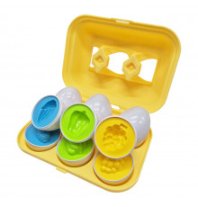 Сортер-головоломка Монтессори Яйца с фруктами и овощами DF28A 6 шт в лотке