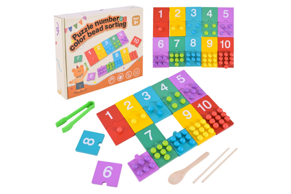 Детская деревянная игрушка "Цифры" C9412 пазлы цифры, бусины