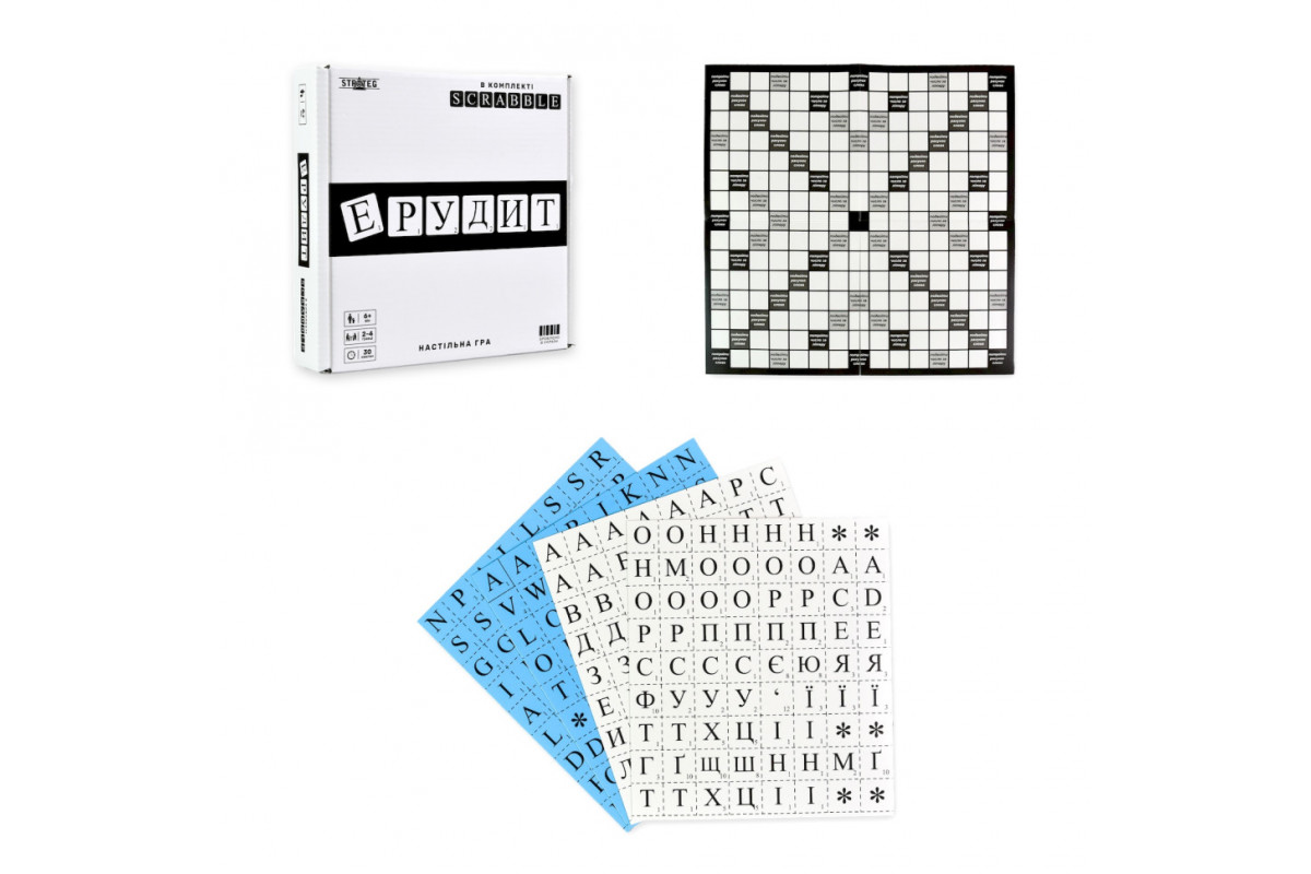 Настольная игра "Эрудит черно-белый" 30640 игровое поле, набор букв