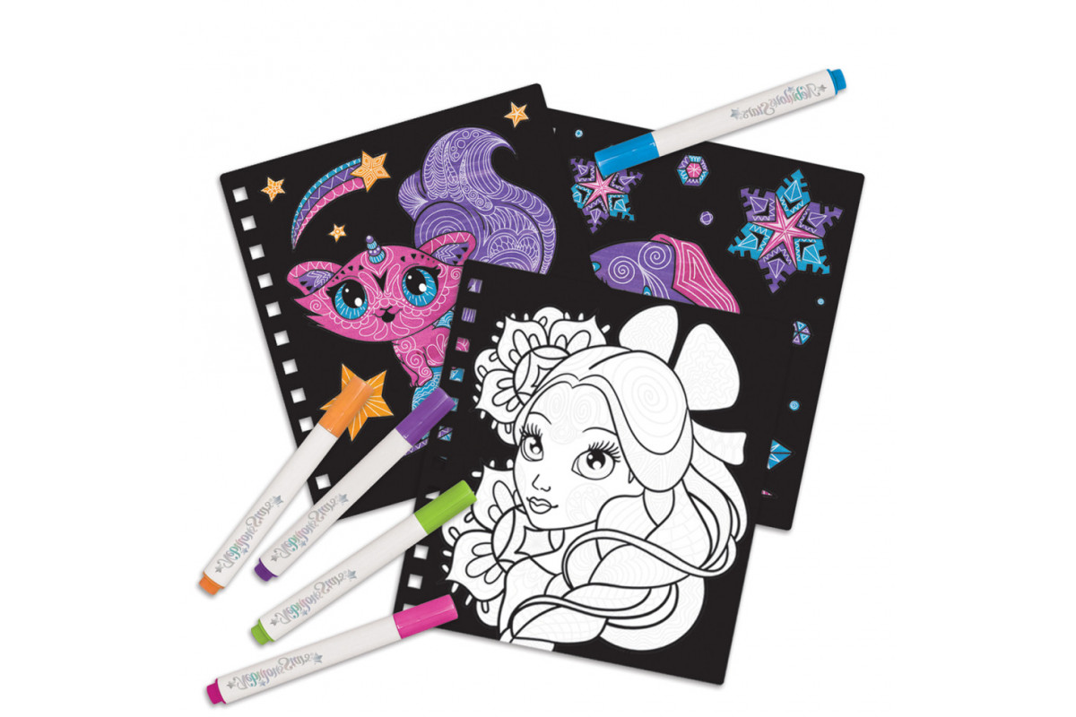 Набір для творчості Розмальовка: Візерунки на оксамиті Nebulous Stars 11026, 5 міні маркерів