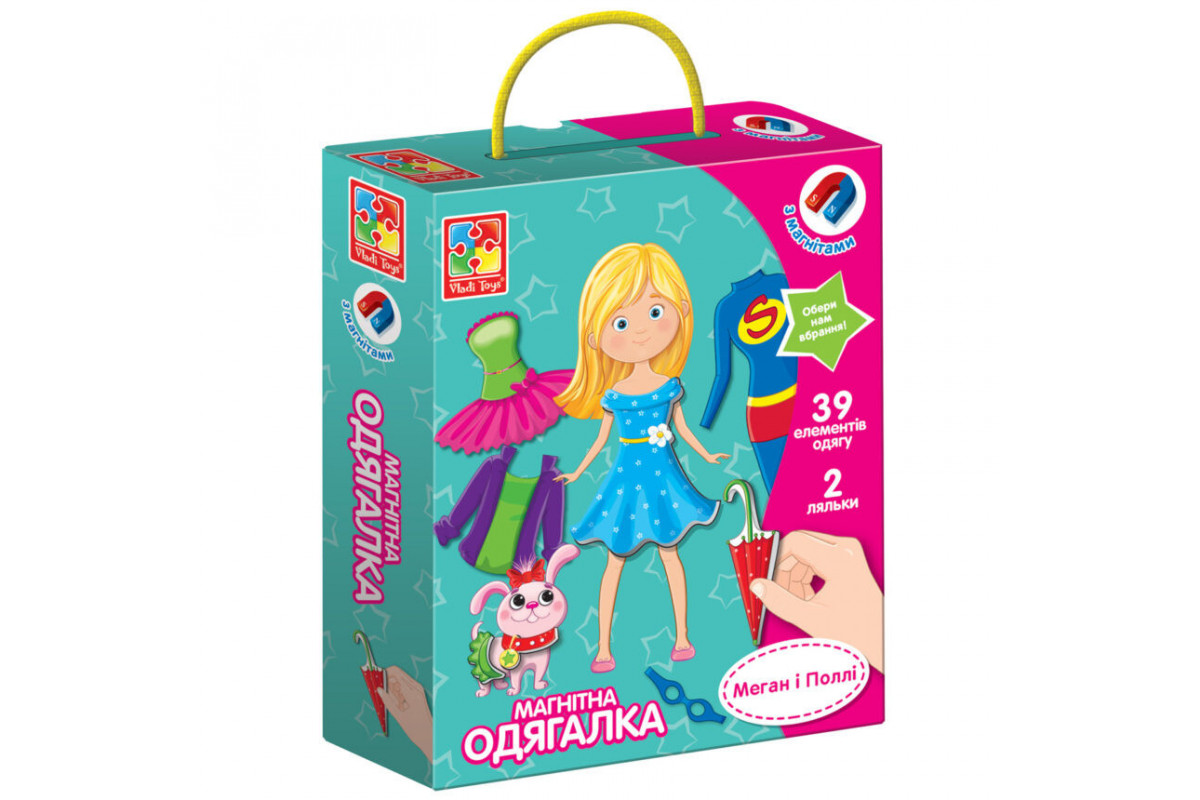 Детская магнитная одевалка "Меган и Полли" VT3702-11, 39 магнитных элементов