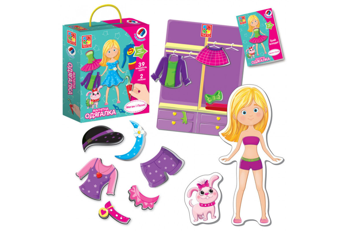 Детская магнитная одевалка "Меган и Полли" VT3702-11, 39 магнитных элементов