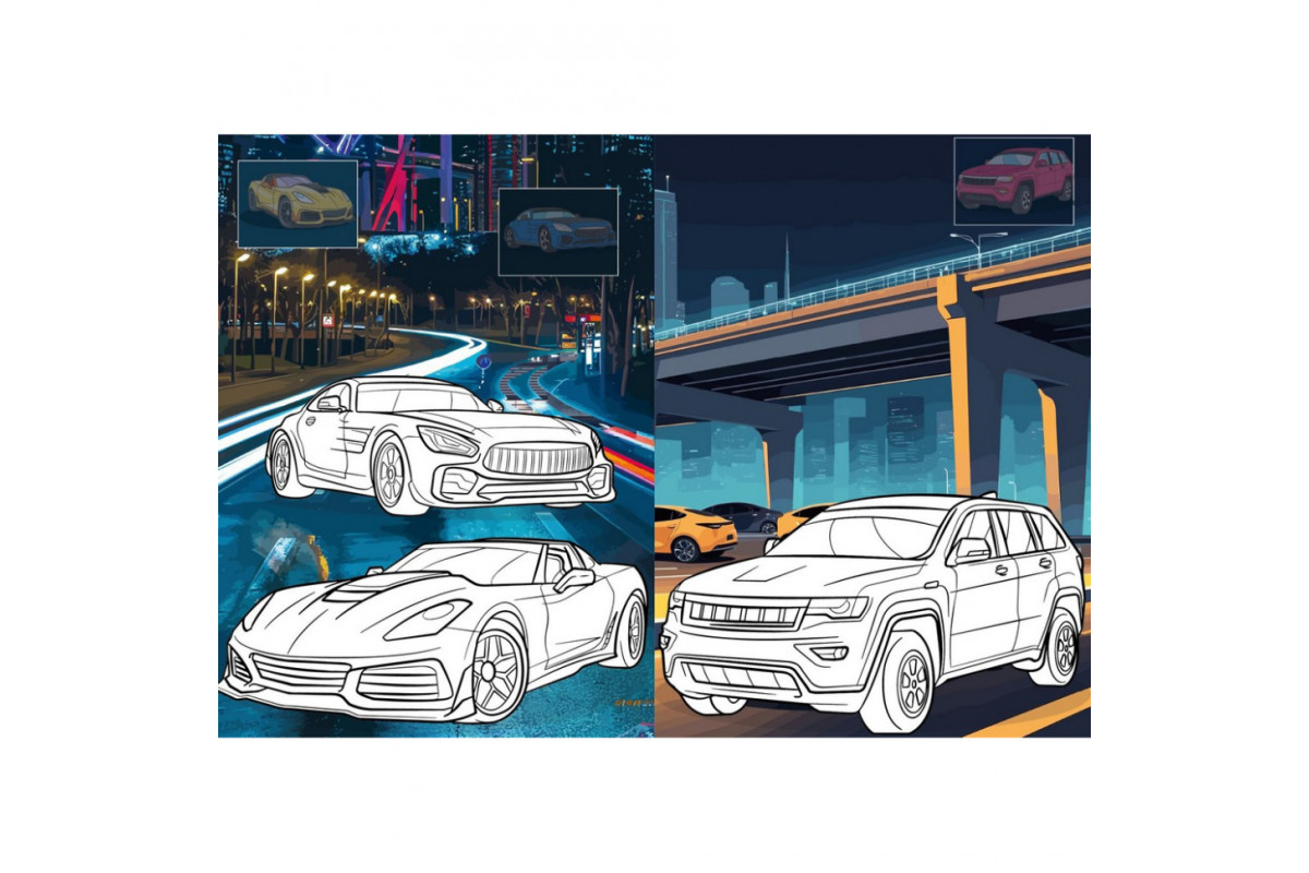 Детская раскраска со стикерами "Автопарк" CB26, 16 страниц