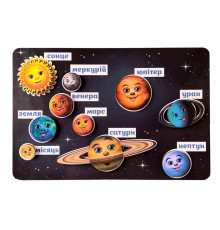 Деревянная развивающая доска "Космос" Ubumblebees (ПСД021) PSD021 планеты на липучках