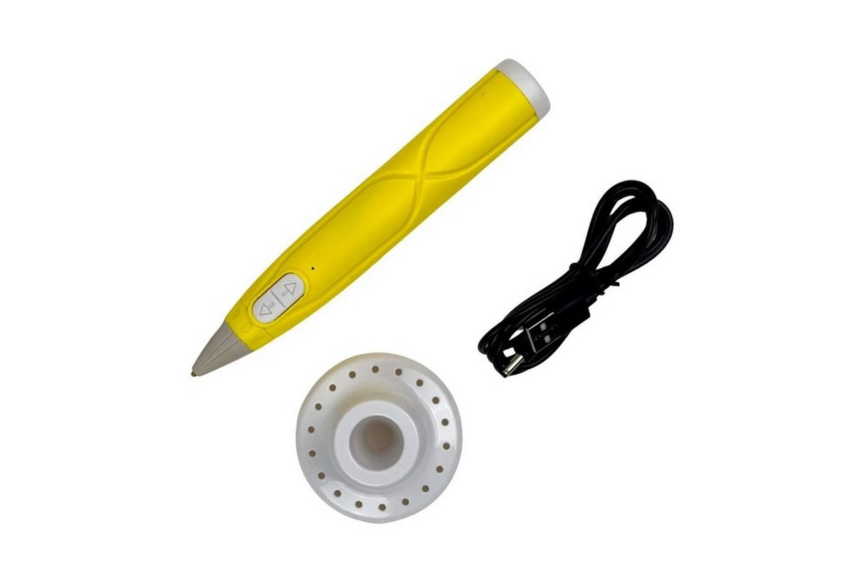 Набір для творчості 3D ручка AK 0011(Yellow) 17 см, 9 трафаретів