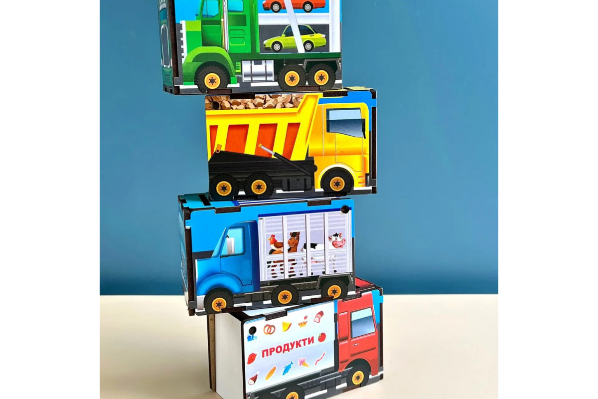 Деревянная настольная игра "Автопарк" Ubumblebees (ПСД082) PSD082 сортер-комодик