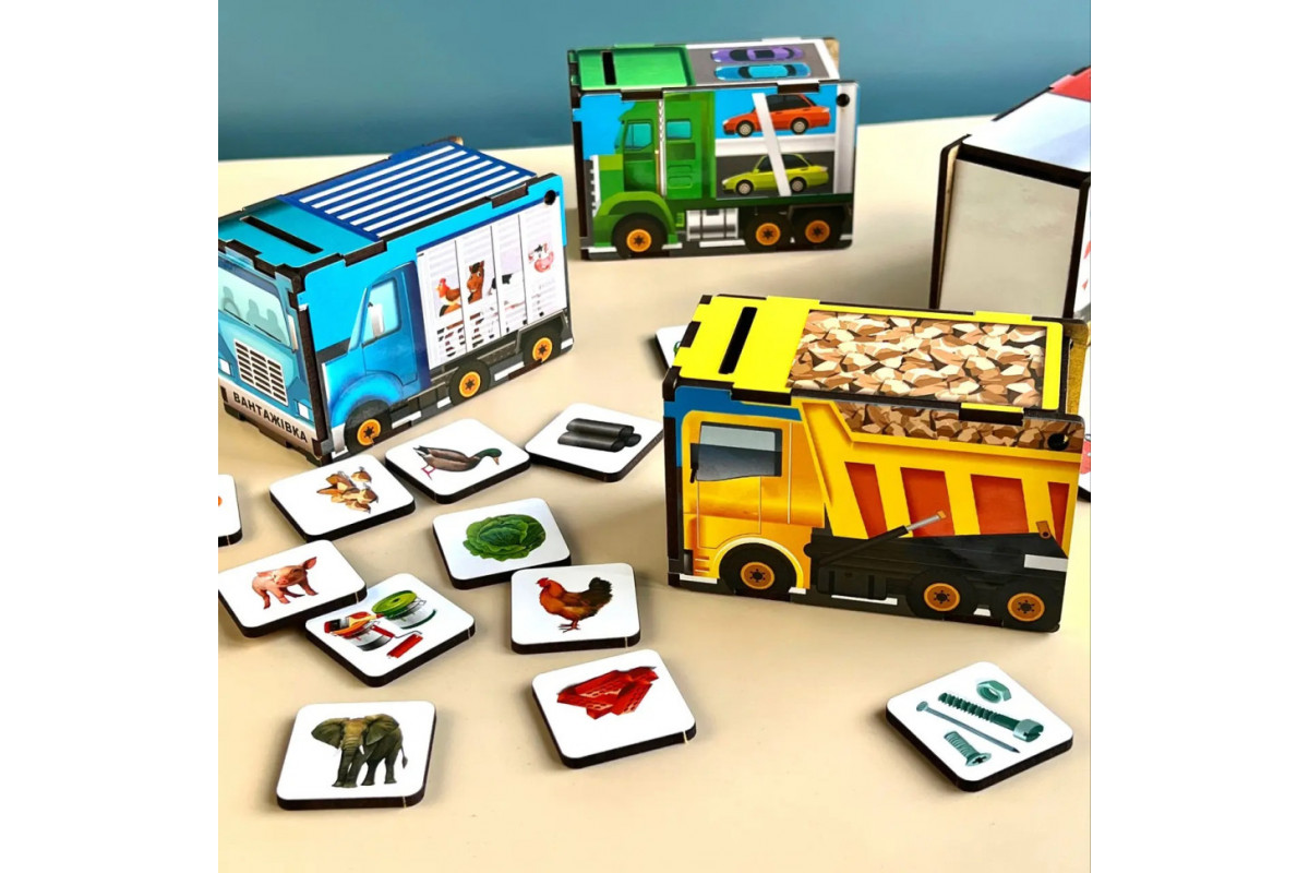 Деревянная настольная игра "Автопарк" Ubumblebees (ПСД082) PSD082 сортер-комодик