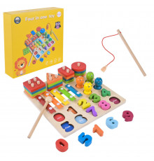 Детская деревянная игрушка "4 в 1" C9404 рыбалка, ксилофон