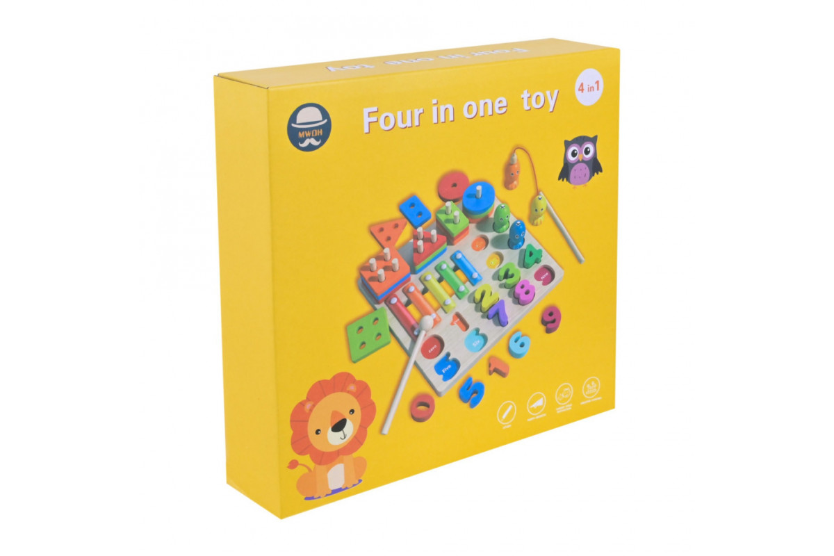 Детская деревянная игрушка "4 в 1" C9404 рыбалка, ксилофон