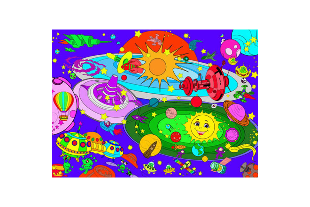 Огромная раскраска "Космические приключения" 130002, 58х81 см