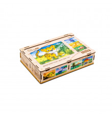 Деревянный детский пазл 4в1 "Дикие звери" Puz-58714, 80 элементов