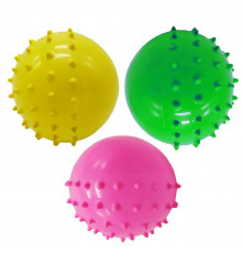 Мяч резиновый с шипами "Зверятка" RB20309-1, 10 см, 25 грамм, 3 штуки