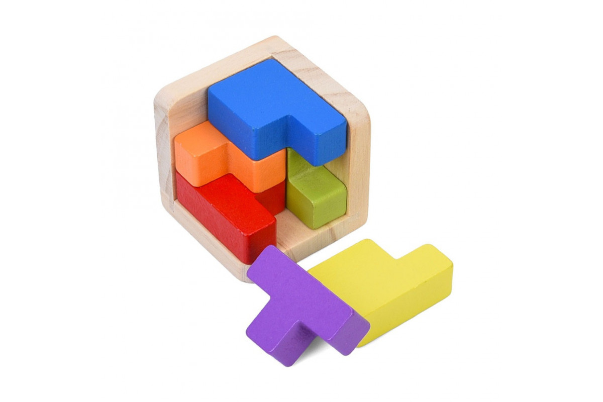 Деревянная Куб-головоломка MD 0758-4 подставка 6 элементов