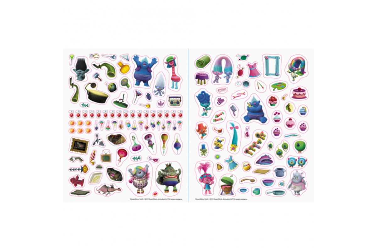 Мир наклеек Тролли Красочная книга Ранок 1026002 больше 100 наклеек