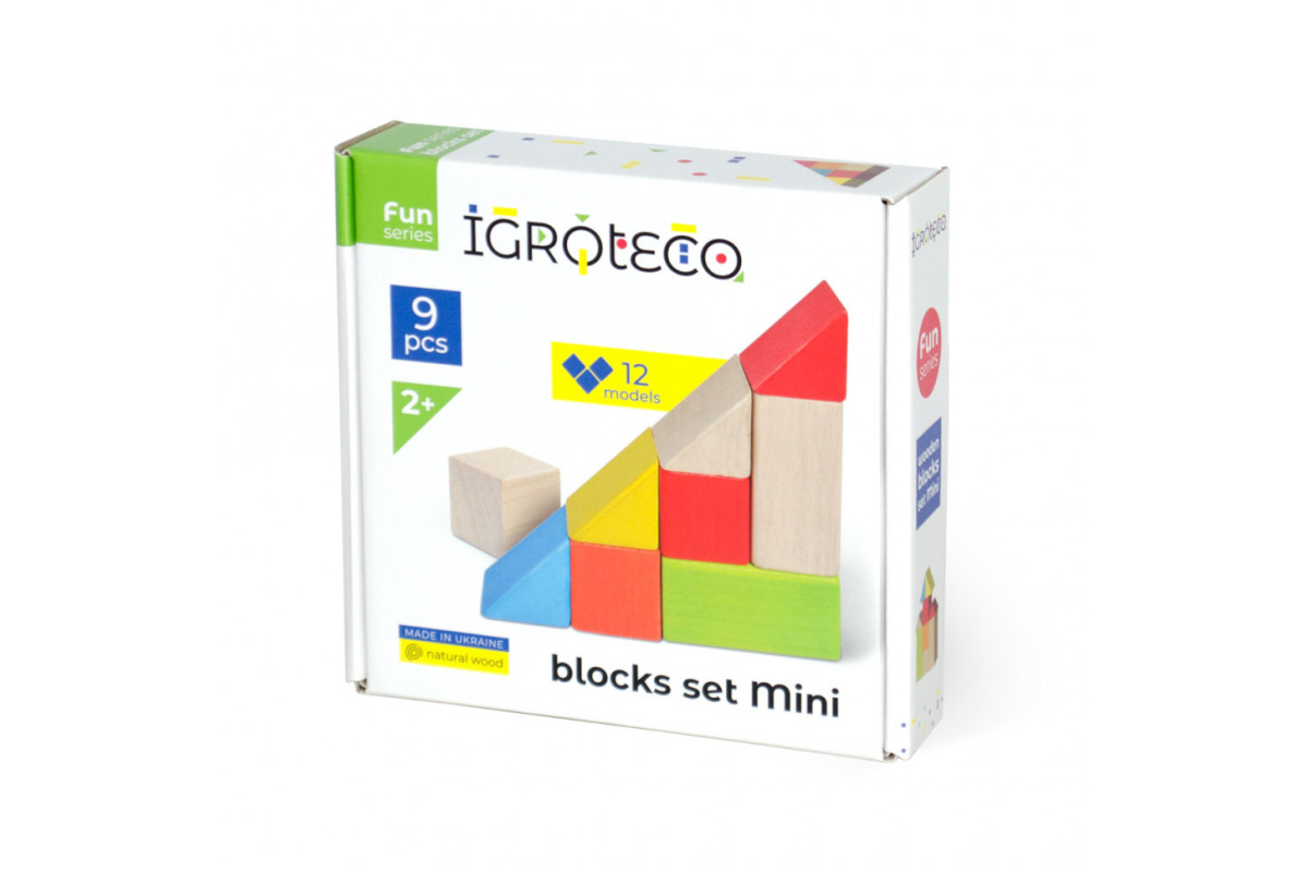 Дитячі дерев'яні кубики Igroteco 900163 кольорові