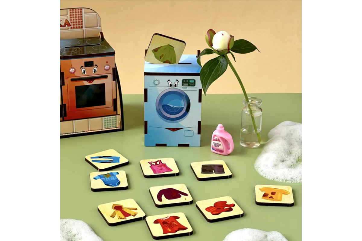 Дерев'яна настільна гра "Побутова техніка" Ubumblebees (ПСД001) PSD001 сортер-комодик