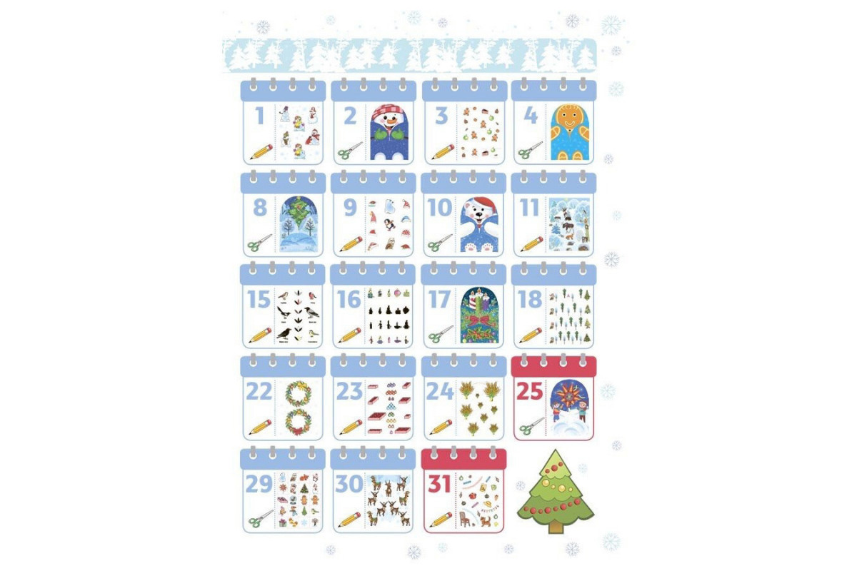 Адвент с поделками и заданиями "Новогодние чудеса своими руками" АДВ005, 3-4 года