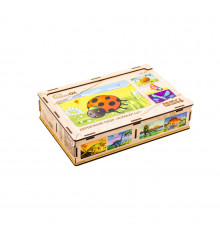 Деревянный детский пазл 4в1 "Насекомые" Puz-59557, 80 элементов
