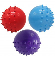 Мяч резиновый с шипами "Зверятка" RB20309-2, 10 см, 25 грамм, 3 штуки