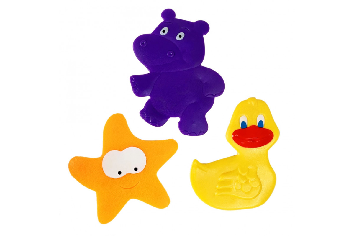 Набір килимків для купання "Каченя, зірка, бегемот" MGZ-0902-1 на присосках