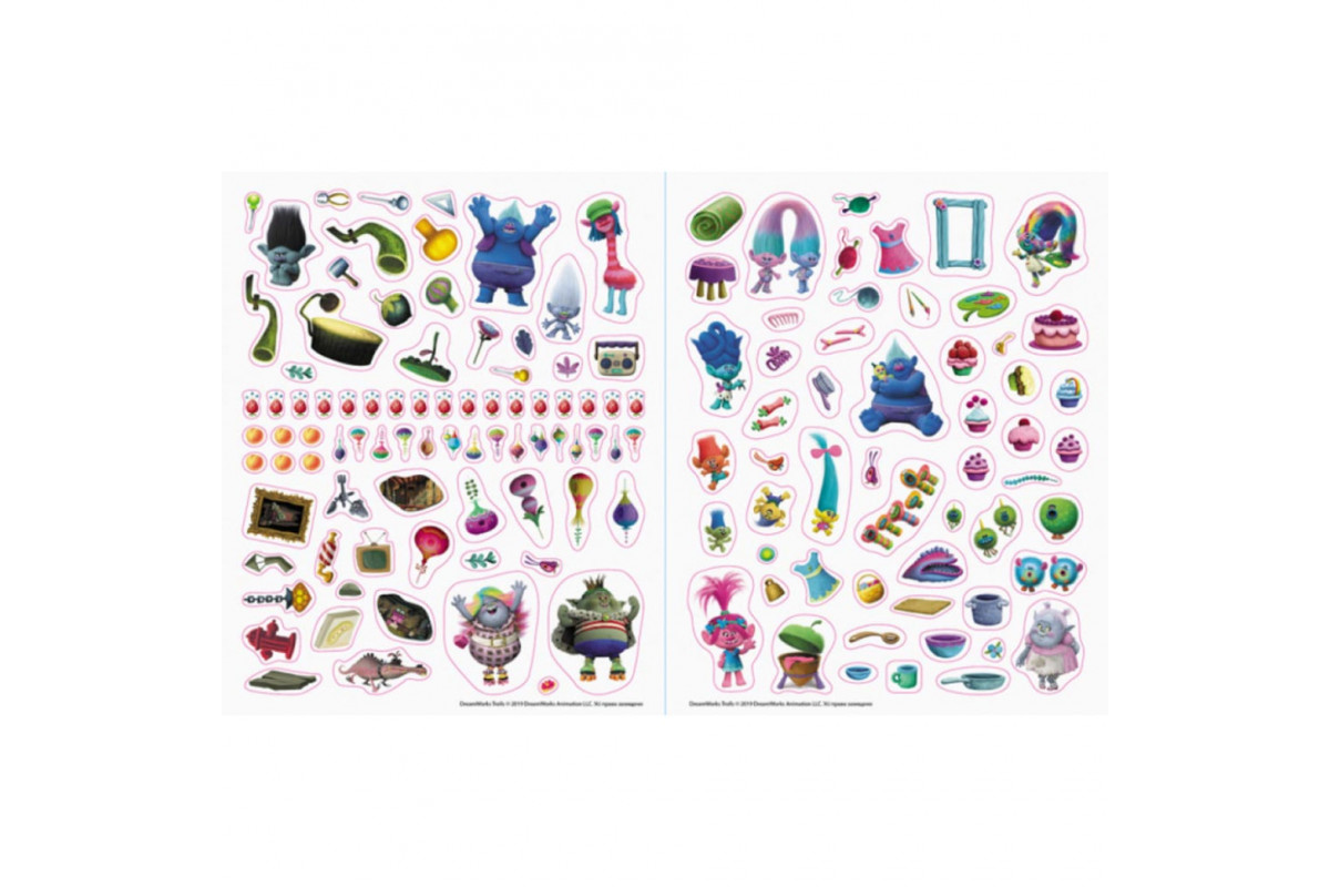 Мир наклеек Тролли Яркая книга Ранок 1026001 больше 100 наклеек