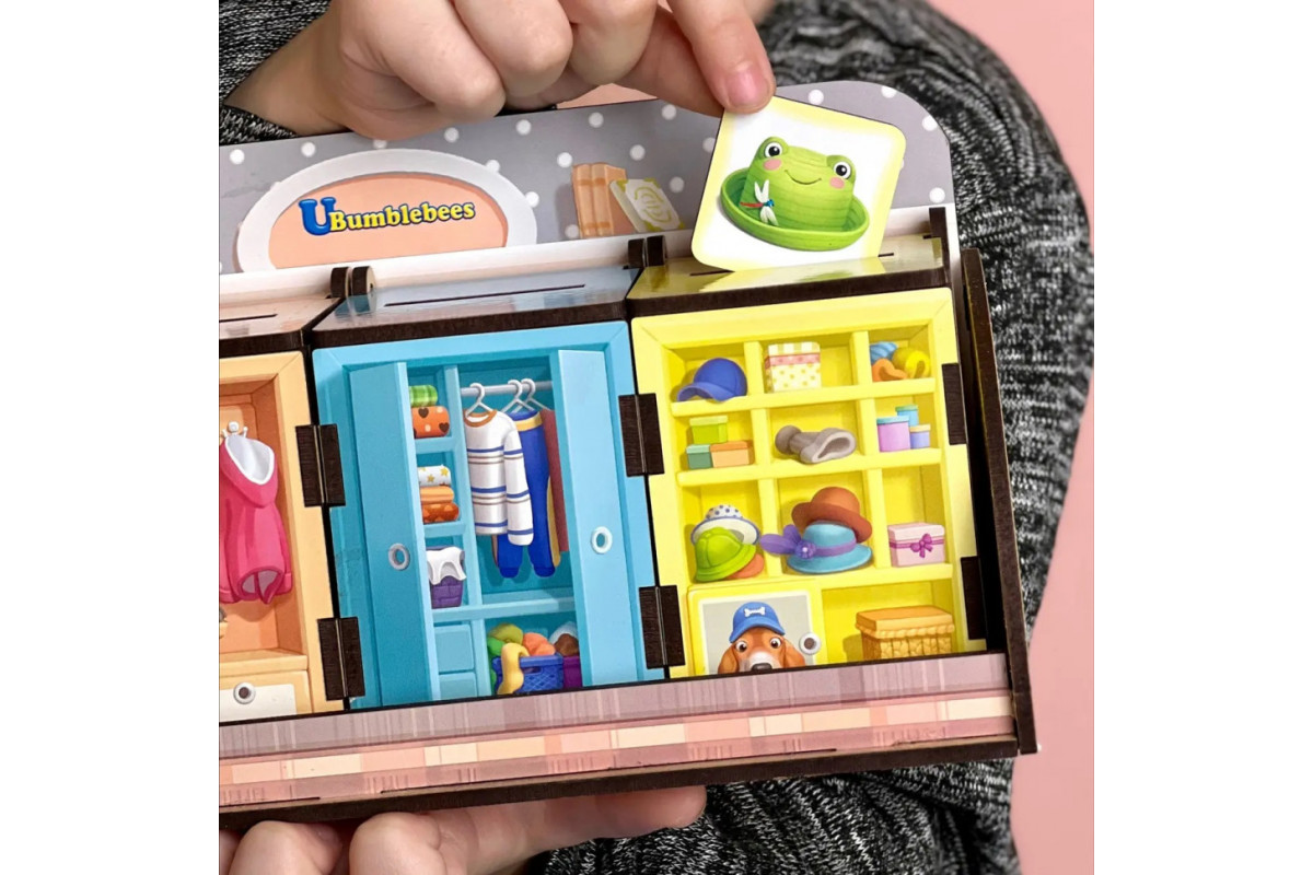 Деревянная настольная игра "Шкафы с одеждой" Ubumblebees (ПСД061) PSD061 сортер-комодик
