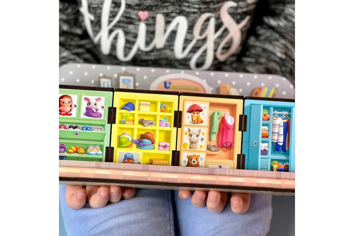 Деревянная настольная игра "Шкафы с одеждой" Ubumblebees (ПСД061) PSD061 сортер-комодик