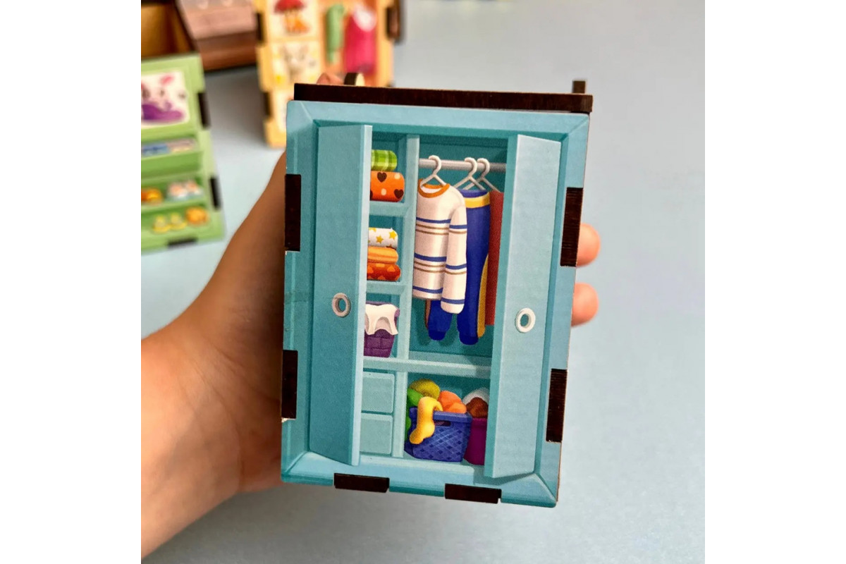 Деревянная настольная игра "Шкафы с одеждой" Ubumblebees (ПСД061) PSD061 сортер-комодик