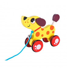 Детская деревянная каталочка "Песик" C15030-5 на веревке