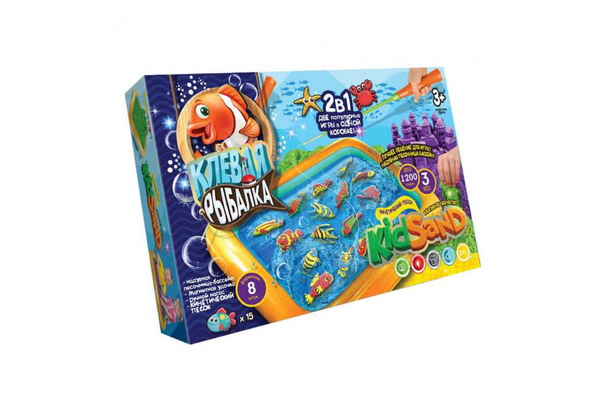 Набір креативної творчості "Кінетичний пісок: Кльова риболовля" KIDSAND KRKS-01-01U 2в1