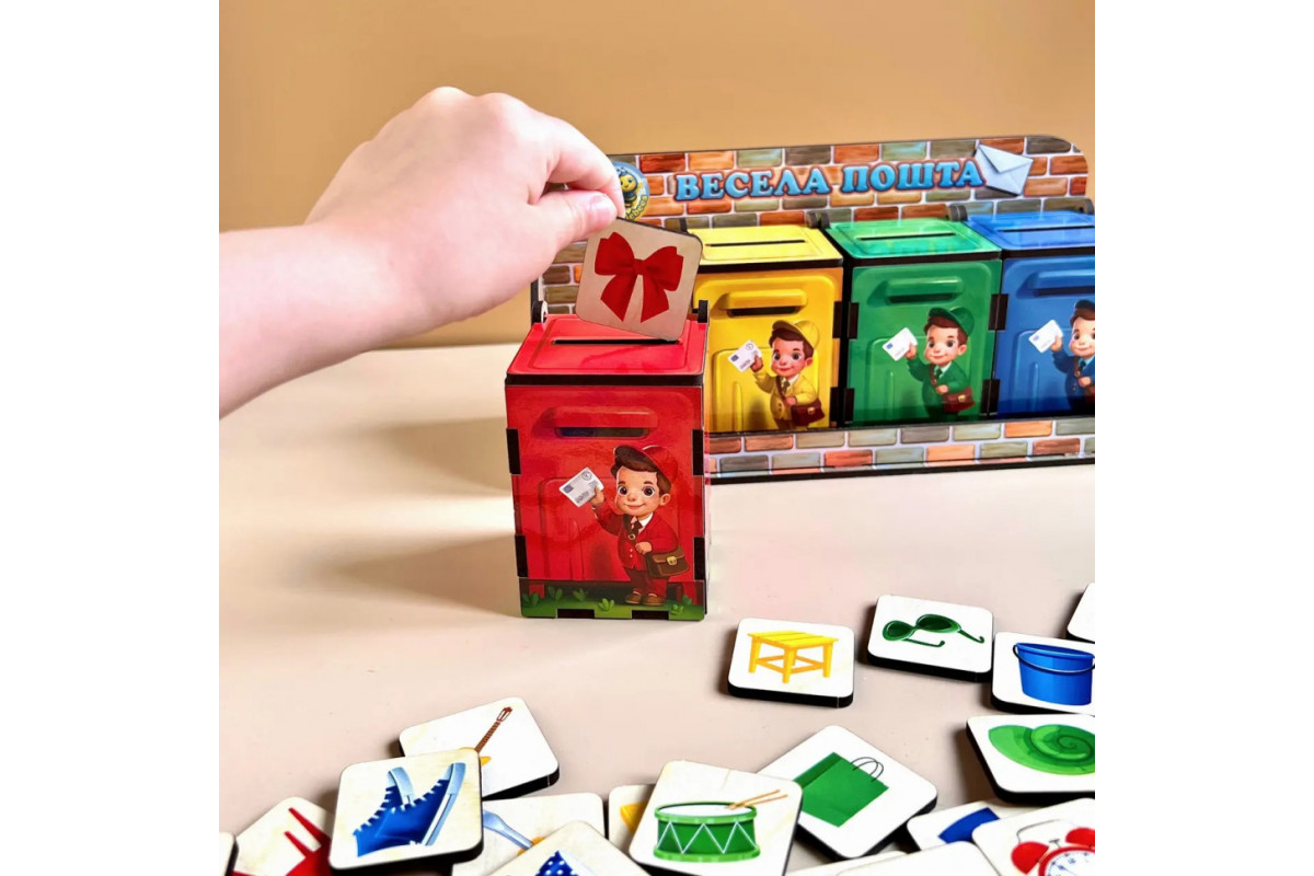 Дерев'яна настільна гра "Веселий листоноша" Ubumblebees (ПСД081) PSD081 сортер-комодик