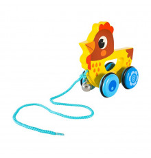 Детская деревянная каталочка "Цыпленок" C15030-4 на веревке