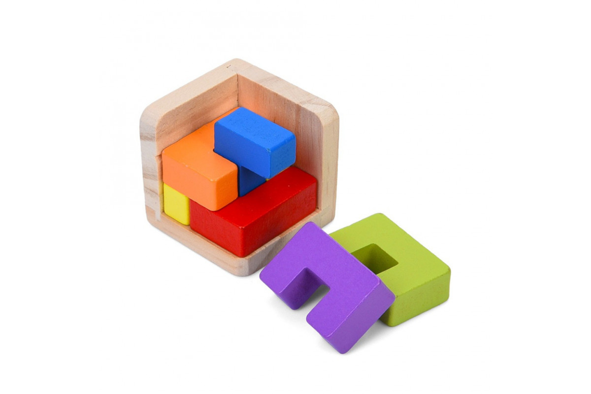 Деревянная Куб-головоломка MD 0758-1 подставка 6 элементов