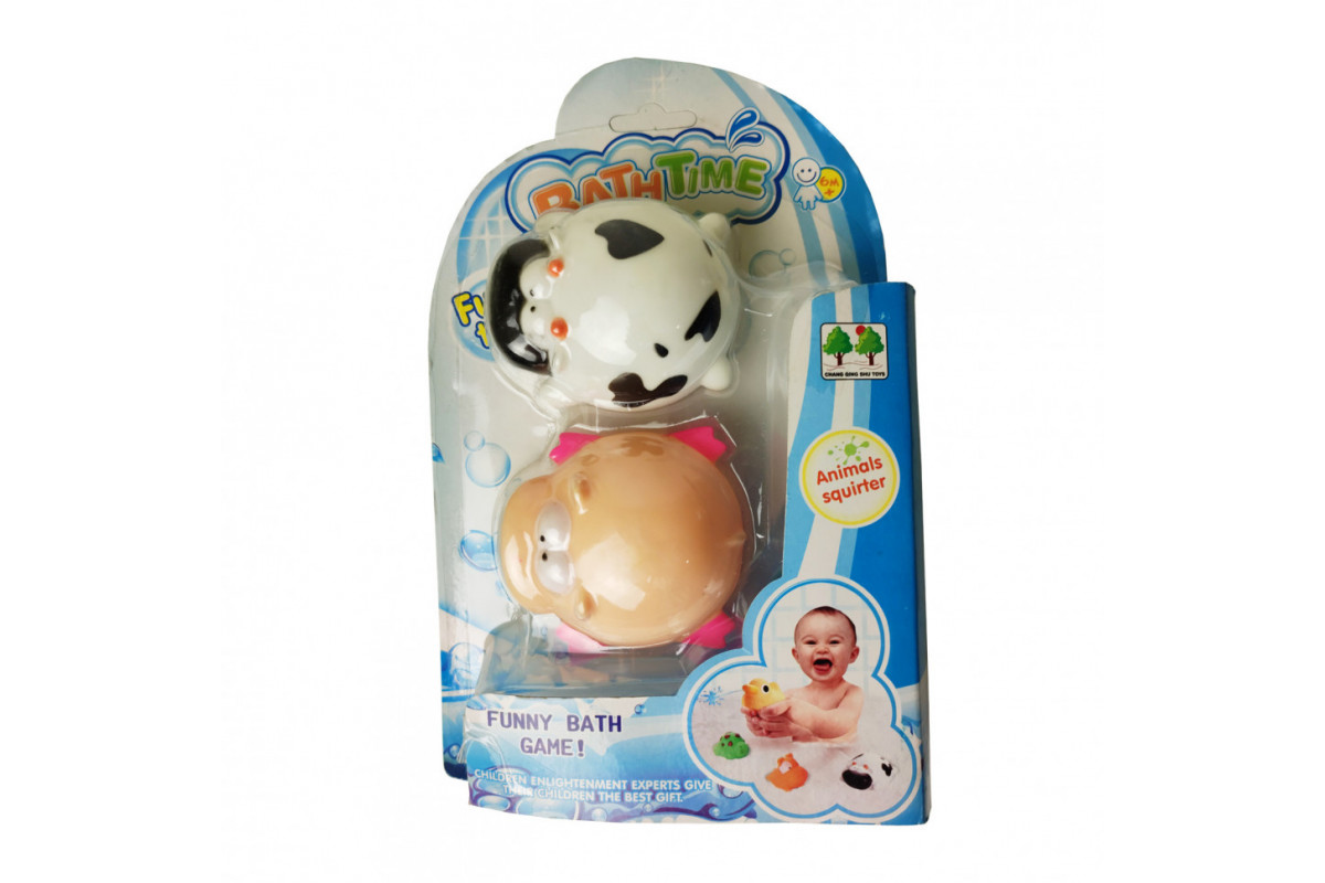 Ігровий набір для ванної CQS606-2 гумові тварини  Корівка та Свинка
