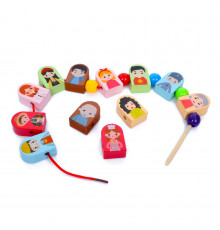 Деревянная игрушка шнуровка "Профессии" MD 0811-1, 12 бусинок