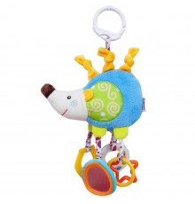 Детская погремушка WD210219  подвеска животное мягкое с прорезывателем и зеркалом ёжик