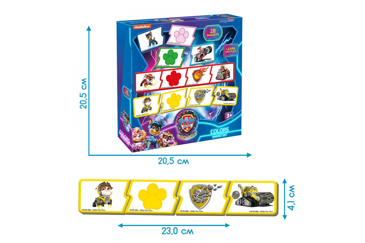 Набор магнитов Щенячий патруль Учим цвета ML4034-21, 28 магнитов